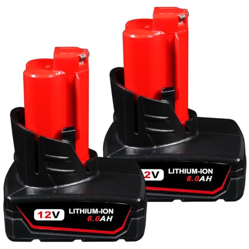 Paquete-de-2-baterías-de-repuesto-de-12-V-y-6,0-Ah-para-Milwaukee-M-12-(48-11-2411,-48-11-2440-y-48-11-2402)-de-iones-de-litio-de-12-V-de-Milwaukee.