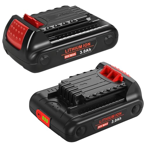2-paquetes-de-baterías-de-iones-de-litio-de-repuesto-de-3,0-Ah-para-herramientas-inalámbricas-Black-&-Decker-de-20-V-máx.---Compatibles-con-LBXR20,-LB20,-LBX20,-LBX4020-(taladro,-recortadora,-desbrozadora,-cultivador,-lijadora)