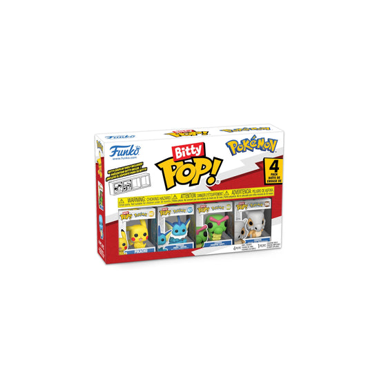 Funko Bitty Pop!: Pokemon - Pikachu, Vaporeon, Caterpie, and Cubone - 0.9 Pulgadas () Coleccionable - Stackable Display Shelf Included