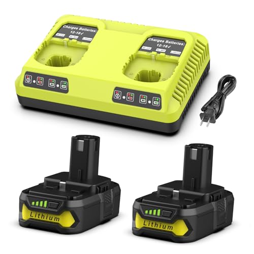 Paquete-de-2-baterías-de-repuesto-Powilling-para-Ryobi-de-18-V-y-3,5-Ah-+-cargador-P117-de-2-puertos-para-Ryobi-18-V-ONE+-P108-P107-P105-P104-P103-P102