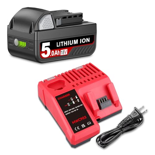 Kit-de-batería-y-cargador-de-iones-de-litio-DASNITE-de-5,0-Ah-para-Milwaukee-de-18-V.-Reemplazo-para-batería-Milwaukee-de-18-V-48-11-1811,-48-11-1820,-48-11-1822,-48-11-1850-y-48-11-1860.-Herramientas-eléctricas-inalámbricas.