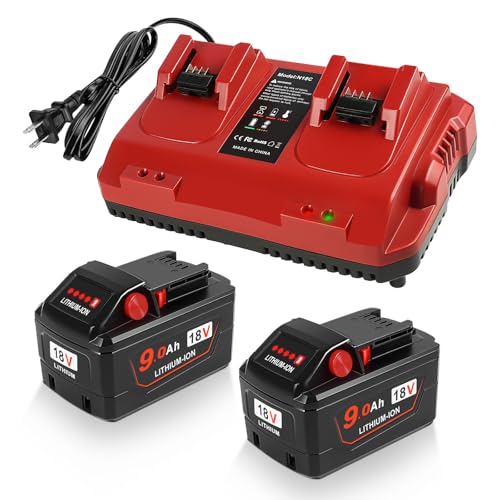 Paquete-de-2-baterías-de-18-V-y-9-Ah-con-cargador-de-repuesto-para-el-kit-de-inicio-de-alto-rendimiento-de-iones-de-litio-Milwaukee-m18