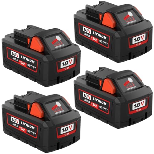 Batería-de-repuesto-48-11-1852-de-12,0-Ah-para-Milwaukee-de-18-V.-Compatible-con-baterías-de-iones-de-litio-de-18-V-de-Milwaukee:-48-11-1862,-48-11-1815,-48-11-1860,-48-11-1890-y-48-11-2230.-Herramientas-eléctricas-inalámbricas-(4-piezas).