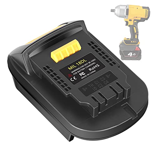 Adaptador-convertidor-de-batería-JYJZPB-MIL18DL-para-baterías-Milwaukee-a-De-Walt.-Convierte-baterías-Milwaukee-M18-de-18-V-a-baterías-Dewalt-de-20-V.-Compatible-con-herramientas-inalámbricas-Dewalt-(solo-adaptador).