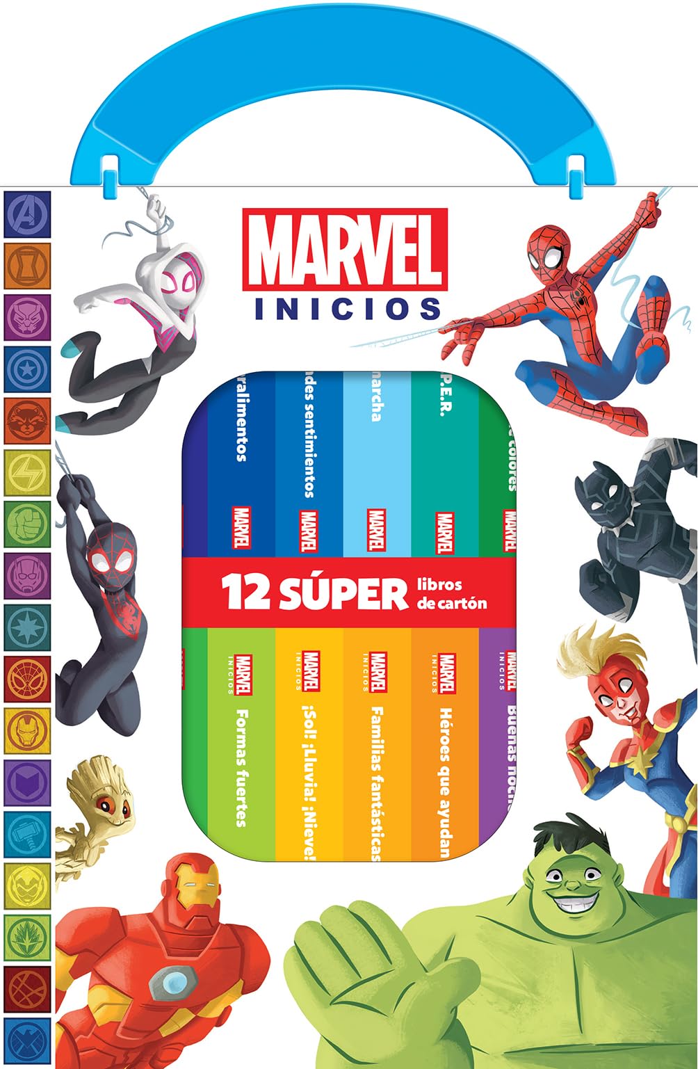 MARVEL INICIOS - MI PRIMERA BIBLIOTECA - 12 LIBROS DE CARTON - PI KIDS (M1L)