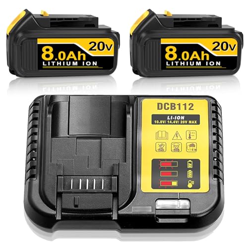 Paquete-de-2-baterías-de-repuesto-de-8,0-Ah-y-20-V-para-Dewalt-20-V-Max,-batería-y-cargador,-compatible-con-herramientas-eléctricas-inalámbricas-Dewalt-de-20-V,-serie-DCB200,-DCB203-y-DCB206,-con-indicador-LED-(8,0-Ah,-paquete-de-2,-C)
