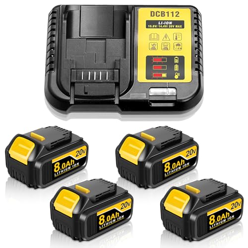 Paquete-de-4-baterías-de-repuesto-de-8,0-Ah-y-20-V-para-Dewalt-20-V-Max-(batería-y-cargador-combinados),-compatible-con-herramientas-eléctricas-inalámbricas-Dewalt-20-V-DCB200,-DCB203-y-DCB206-con-indicador-LED-(8,0-Ah,-paquete-de-4,-C)