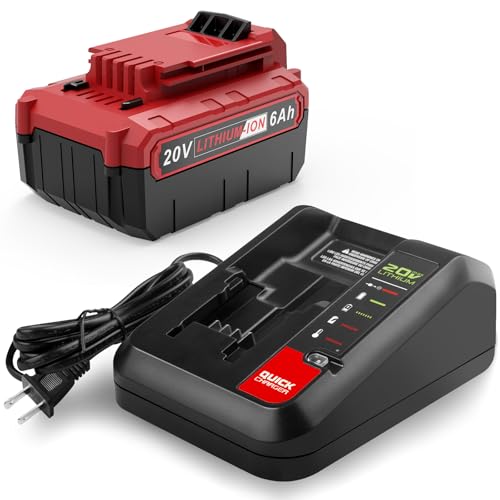 Batería-de-repuesto-de-6,0-Ah-y-20-voltios-para-Porter-Cable-(20-V)-y-cargador-combinado.-Compatible-con-la-batería-de-litio-Porter-Cable-(20-V)-PCC685L,-PCC680L,-PCC681L,-PCC682L,-PCC685LP.