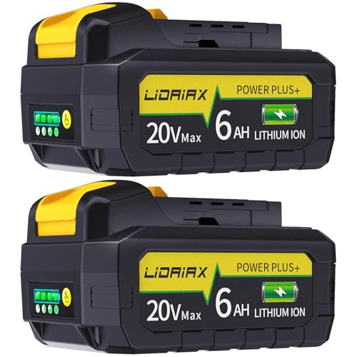 Batería-de-repuesto-LIDAIAX-de-iones-de-litio-(paquete-de-2),-100-%-real,-capacidad-de-6,0-Ah,-para-Dewalt-20-V-máx.,-celda-de-alta-potencia-para-herramientas-de-las-series-DCB200,-DCB201,-DCB203,-DCB204,-DCB207,-DCB181,-DCB180,-DCD/DCF/DCG.