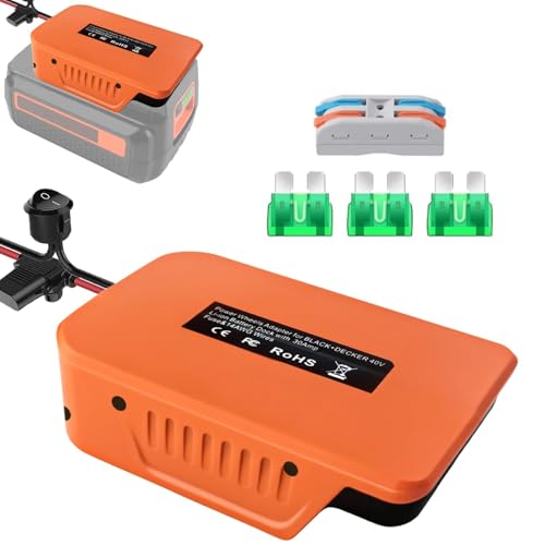 Para-batería-Black-and-Decker-de-40-V-para-adaptador-Power-Wheel,-para-estación-de-energía-Black+Decker-DIY,-conector-de-alimentación-para-cargador-de-coche-RC,-para-robótica,-camión-RC,-uso-de-bricolaje,-con-kit-de-fusibles-y-terminales-de-cable.