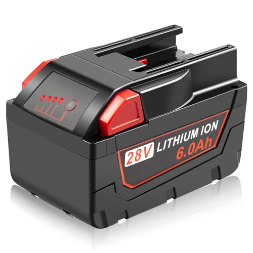 Batería-de-repuesto-WECACHWE-de-6000-mAh-y-28-V-para-herramientas-eléctricas-Milwaukee-de-28-V-(0726-20,-0726-22,-0719-20,-0719-22,-0779-20,-22-y-0928-29)-con-indicador-de-carga-de-4-LED.
