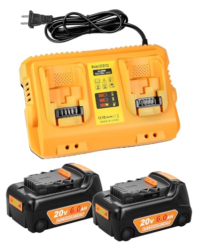 Paquete-de-2-baterías-de-repuesto-de-6,0-Ah-para-Dewalt-de-20-V-con-estación-de-carga-DCB102