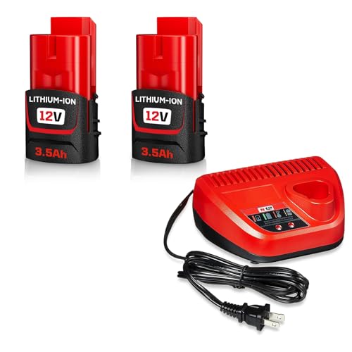 Paquete-de-2-baterías-de-repuesto-de-12-V-y-3,5-Ah-para-Milwaukee-M-12-y-cargador-combinado.-Compatible-con-baterías-de-litio-de-12-V-de-Milwaukee-48-11-2401,-48-11-2402,-48-11-2420,-48-11-2430,-48-11-2440,-48-11-2411-y-48-11-2412.