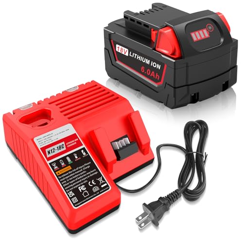 Kit-combinado-de-batería-y-cargador-de-18-V-y-6-Ah---Batería-para-Milwaukee-MK18-(4811-1862,-4811-1852,-4811-1840,-4811-1830,-4811-1811,-4811-1815-y-4811-1820)-(1-paquete-de-6-Ah-con-cargador)