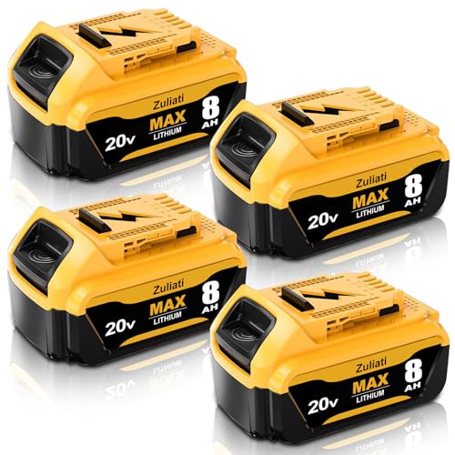 Batería-de-repuesto-Zuliati-DCB206-de-8000-mAh-(4-unidades)-para-Dewalt-20-V-Max,-compatible-con-baterías-Dewalt-de-20-voltios-DCB203,-DCB206-2,-DCB201-y-DCB204-con-indicador-LED-(amarilla,-4-unidades)