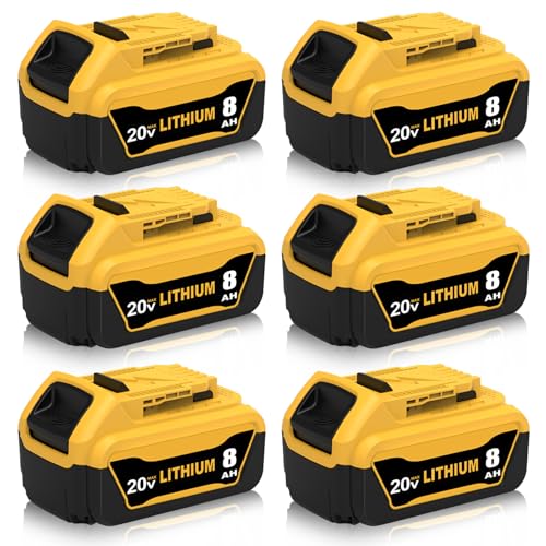 Zuliati---Repuesto-para-batería-Dewalt-20-V-Max,-8,0-Ah,-DCB206.-Compatible-con-baterías-Dewalt-20-V,-DCB204,-DCB203,-DCB200-2,-DCB201,-DCB180-y-DCD985B-para-baterías-de-20-V-de-la-serie-DCD/DCF/DCG-(amarillo,-paquete-de-6).
