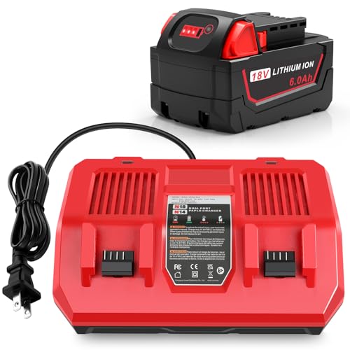Batería-de-repuesto-Cukect-de-18-V-y-6,0-Ah-para-MK18,-compatible-con-herramientas-Milwaukee-MK-18-de-18-V-(48-11-1850,-48-11-1828,-48-11-1860,-48-11-1890-y-48-59-1812)-con-cargador-doble-de-3-A.