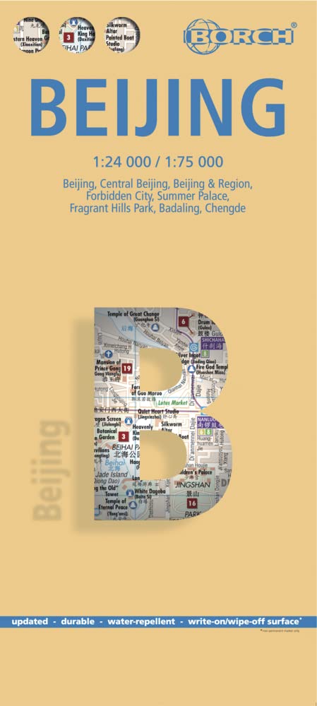 Libro: Beijing. Map 1:24 000 / 1:75 000: Beijing, Central Beijing, Beijing & Region, Forbidden City, Summer Palace, Fragrant Hills Park, Badaling, Chengde (Borch Map)