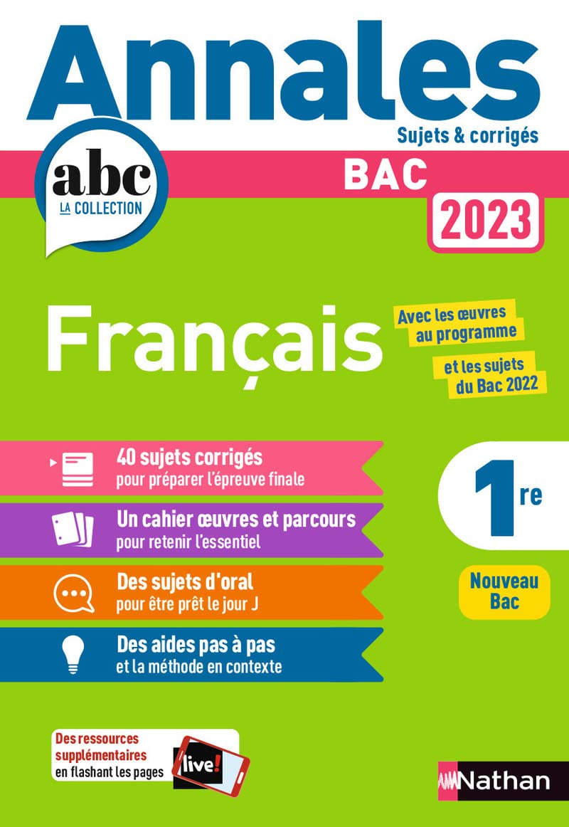 Libro: Annales Bac 2023 Français 1ère Corrigés