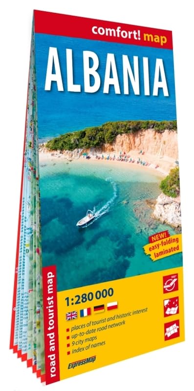 Libro: Albanie 1/280.000 (carte grand format laminée). Albania (Carte Laminée Routière et Touristique Comfort! Map)