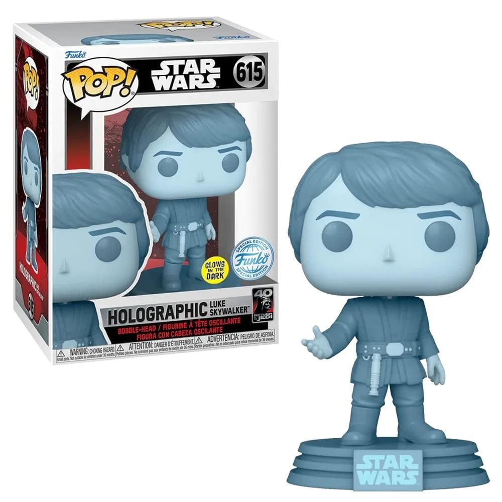Funko Pop: Star Wars Episode VI Return of The Jedi: Holographic Luke Skywalker 40th Anniversary Brilla en la Oscuridad Funko Pop! Figura de Vinilo…
