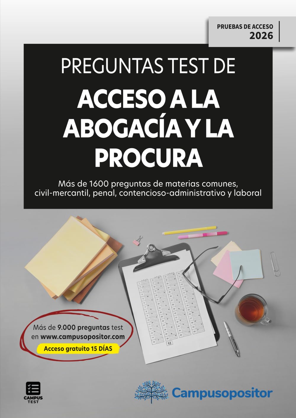 Libro: Preguntas test de Acceso a la abogacía y a la procura (EXAMEN 2026) (monografico)