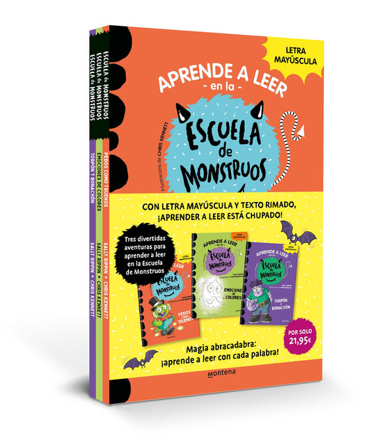 Aprender a leer en la Escuela de Monstruos - Pack con los libros 7, 8 y 9: En letra MAYÚSCULA (libros para niños a partir de 5 años) (Montena)