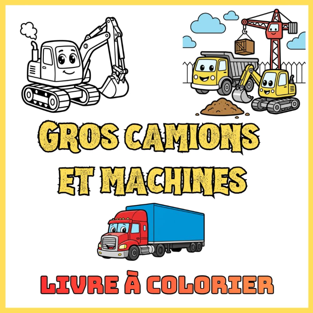 Libro: Gros camions et machines - Livre à colorier: Coloriages pour enfants : Engins de chantier et transports lourds (French Edition)