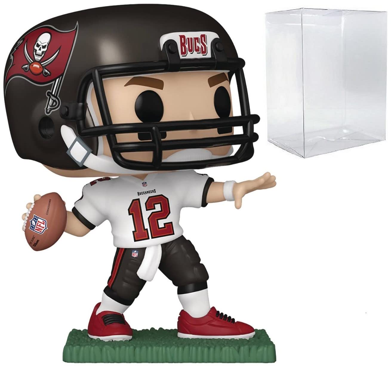 Funko Pop: POP Football: Buccaneers - Tom Brady (Away Uniform) Funko Figura de Vinilo (Bundled with Compatible Box Protector Case), Multicolor, 3.75 Pulgadas
