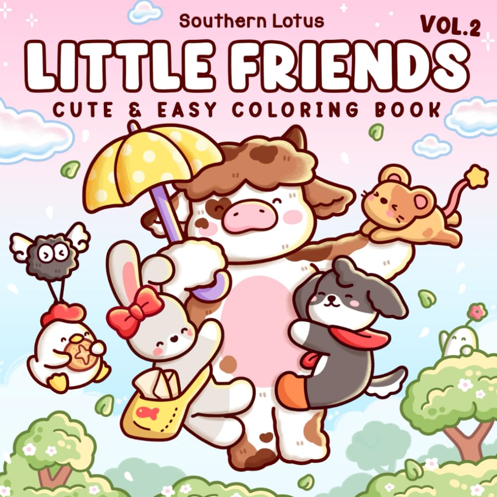 Libro: Little Friends: Vol. 2 Coloring Book for Adults and Teens Featuring Fuzzy Animals on Daily Adventure, Funny Moments and Cozy Vibes for Relaxation (Cute & Easy Coloring)
