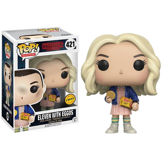 Funko Eleven [with Eggos] (Chase Edition): Stranger Things x Pop! TV Figura de Vinilo & 1 Pet Plastic Graphical Protector Pack [#421/13318 - B]