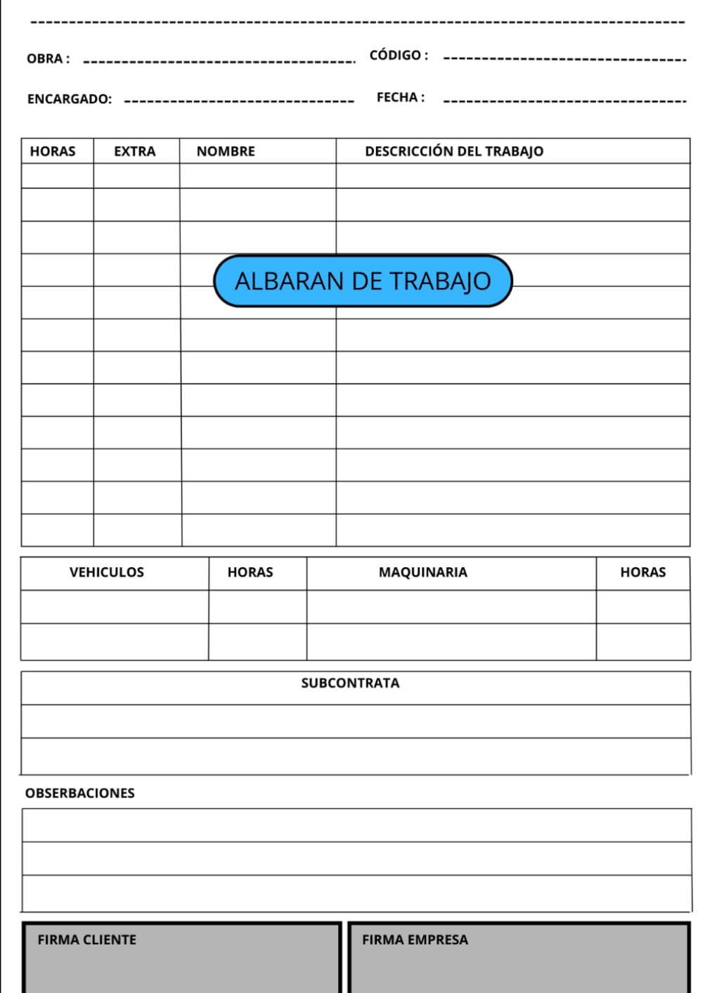 Libro: Albarán de trabajo: I Albarán de Orden Trabajo/Taller I Libro de albaranes I albarán de entrega de trabajo I