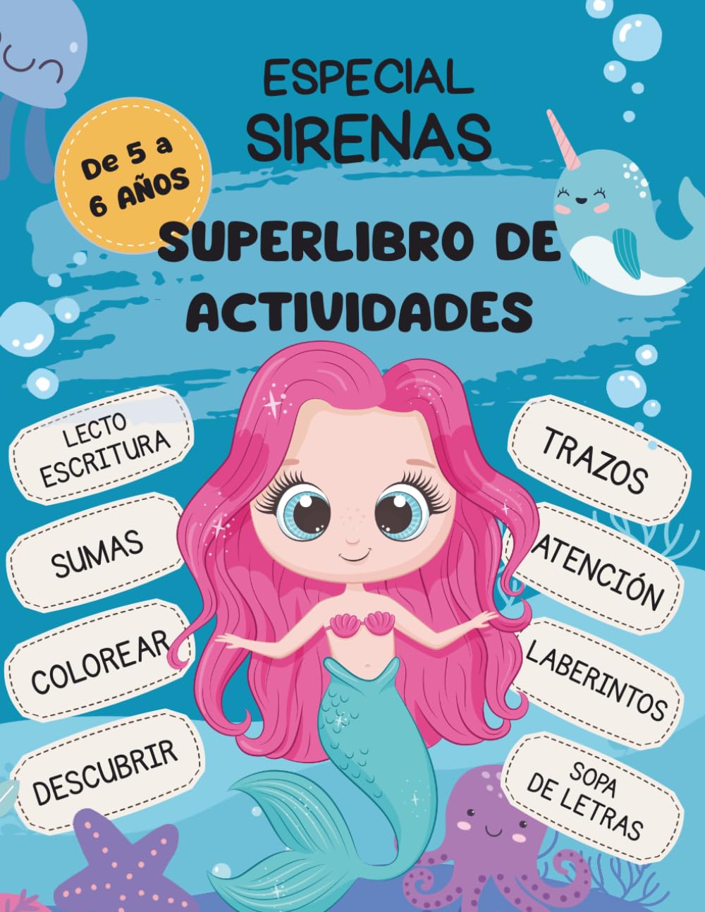Libro: Superlibro de actividades Especial Sirenas: Leo, escribo, cuento, coloreo y mucho más (Spanish Edition)