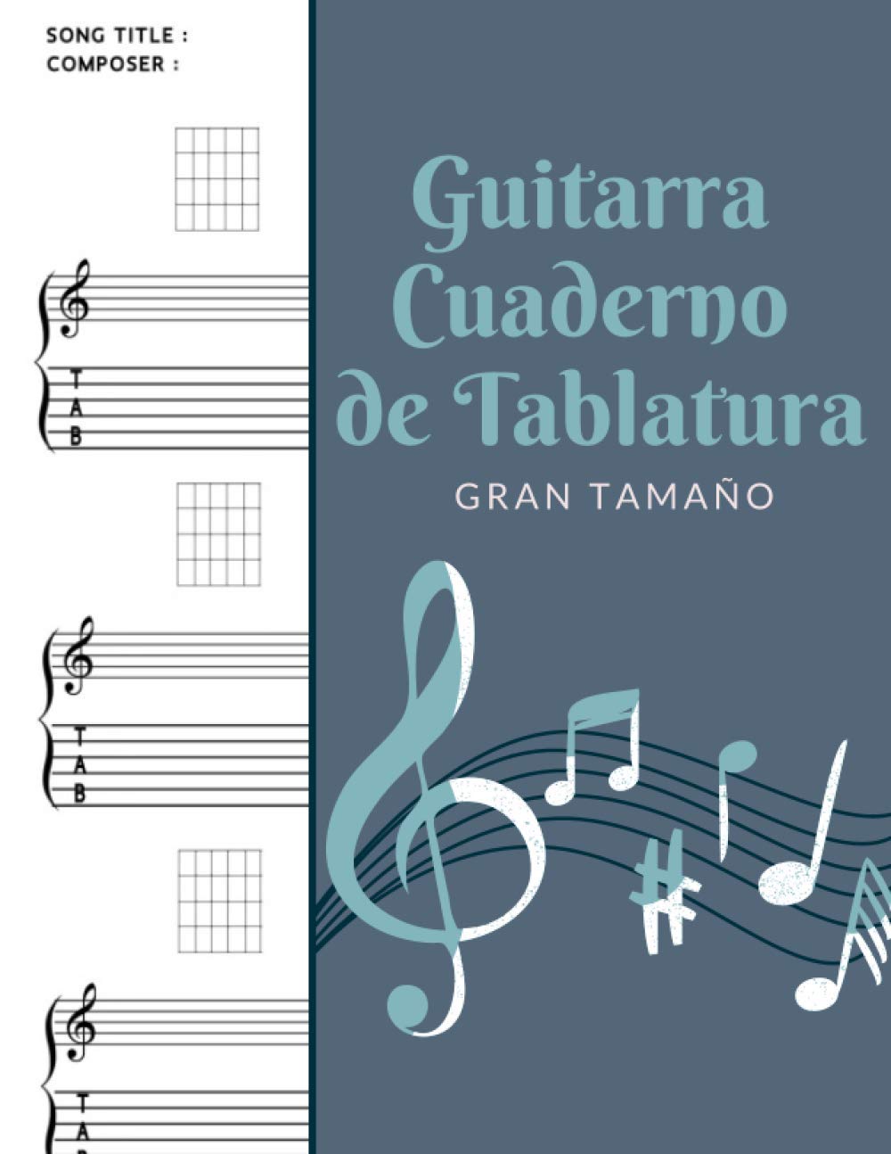 Libro: Guitarra Cuaderno de Tablatura : Gran Tamaño: Libreta Notación Musical, Libro de partituras blanco para notas de Música - Tamaño A4