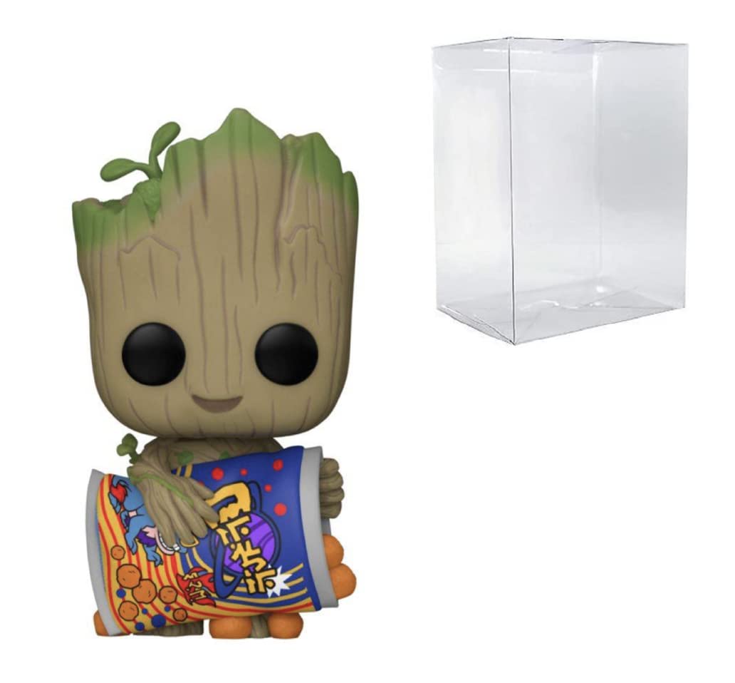Funko Pop: POP! Marvel: I Am Groot, Groot with Cheese Puffs Bundled with Compatible Box Protector Case
