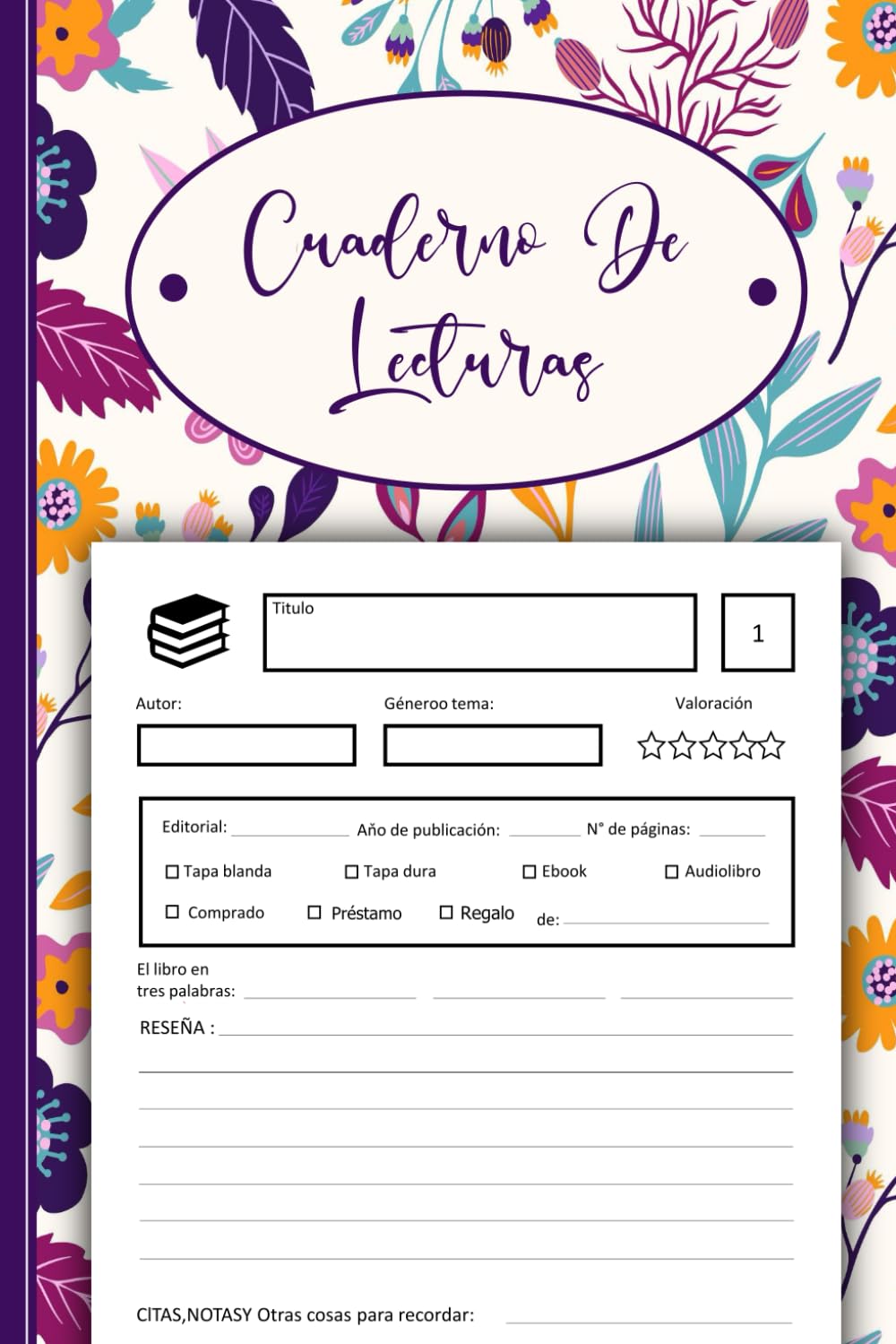Libro: Cuaderno de lecturas: Registro para apuntar 100 libros que has leído para no olvidarlos. El cuaderno perfecto para los amantes de los libros. ... -6- (Spanish Edition)