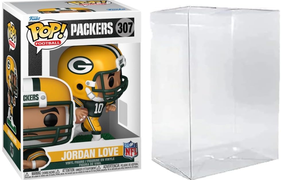 Funko Pop! NFL Green Bay Packers Jordan Love #307 Figura de Vinilo con Vitrina, 3.75 Pulgadas