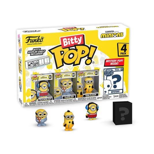 Funko Bitty Pop! Pack de 4: Minions - Roller Skating Stuart, Pajama Bob