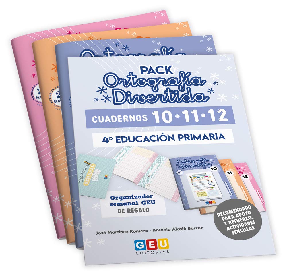 Libro: Pack Ortografía Divertida 4º primaria: Cuadernos 10, 11 y 12 | Material De Refuerzo Actividades sencillas | Editorial Geu (Niños de 9 a 10 años)