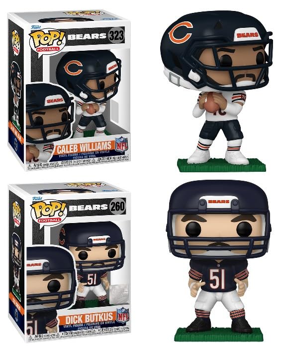 Funko Pop! NFL Chicago Bears Caleb Williams and Dick Butkus Combo, Set of 2, Collectible Vinyl Figures