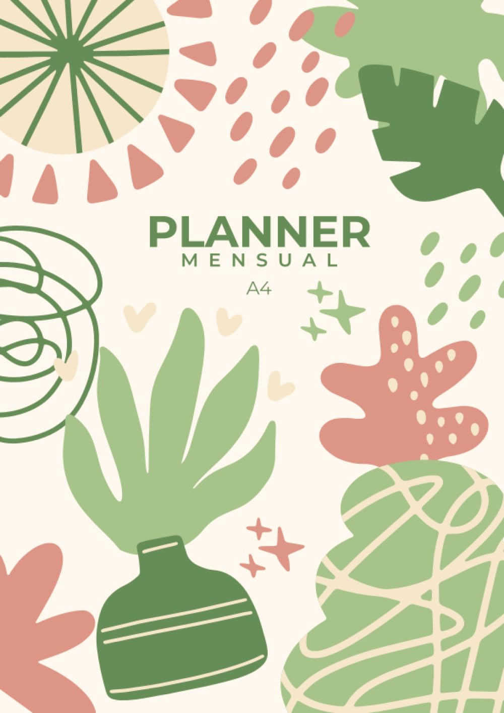 Libro: Planner Mensual sin Fechas - Planificador A4 de Página por Mes - Verde (Spanish Edition)