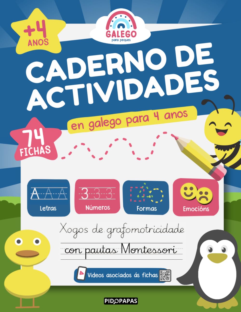 Libro: Caderno de actividades en galego para 4 anos: Grafomotricidade e primeiros conceptos con pautas Montessori (Galego para Peques · Cadernos de actividades)