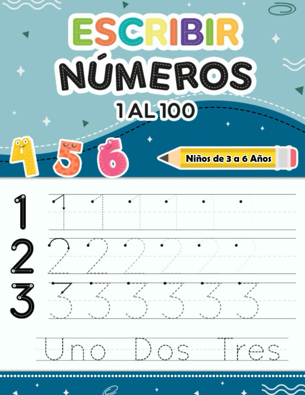 Aprender a Escribir Números 1-100: Cuaderno de caligrafia para trazar y practicar los números - Libro de matemáticas para niños de 3 a 6 años