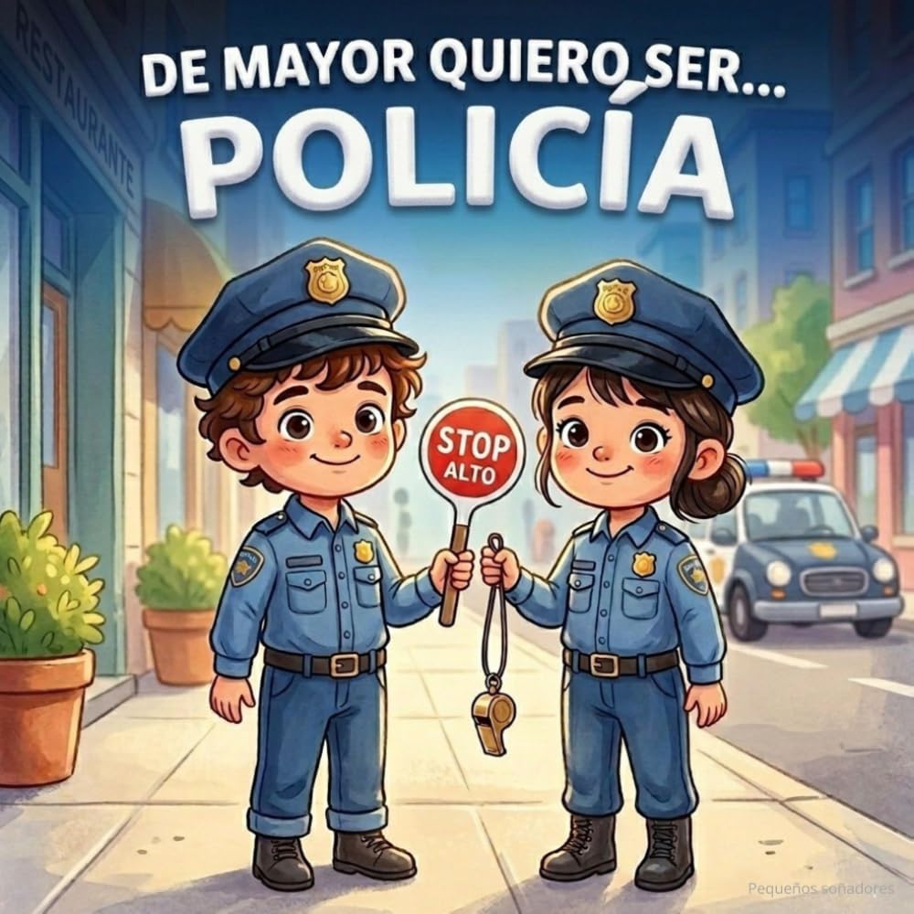 Libro: De mayor quiero ser... policía: Libro infantil sobre valentía, servicio a la comunidad, seguridad vial y trabajo en equipo (Spanish Edition)
