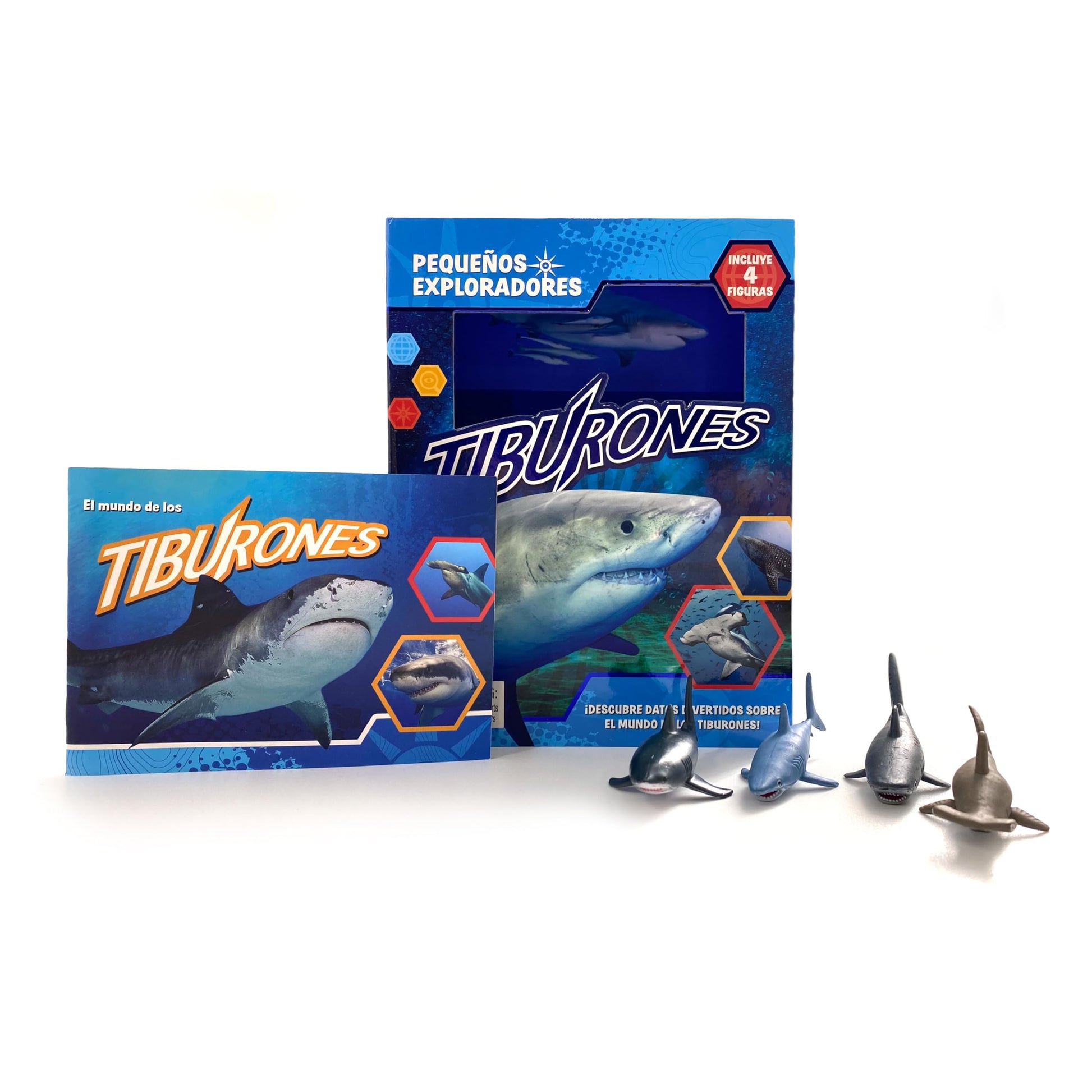 Libro: Phidal Tiburones Pequeños Exploradores - Libros de actividades para niños, 22 páginas para descubrir datos curiosos, 4 figuras