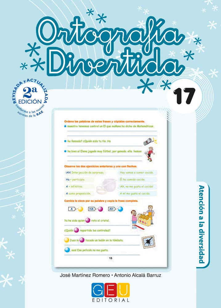 Libro: Ortografía divertida 17 / Editorial GEU / 6º Primaria / Mejora la ortografía / Recomendado como apoyo / Con actividades sencillas de repaso