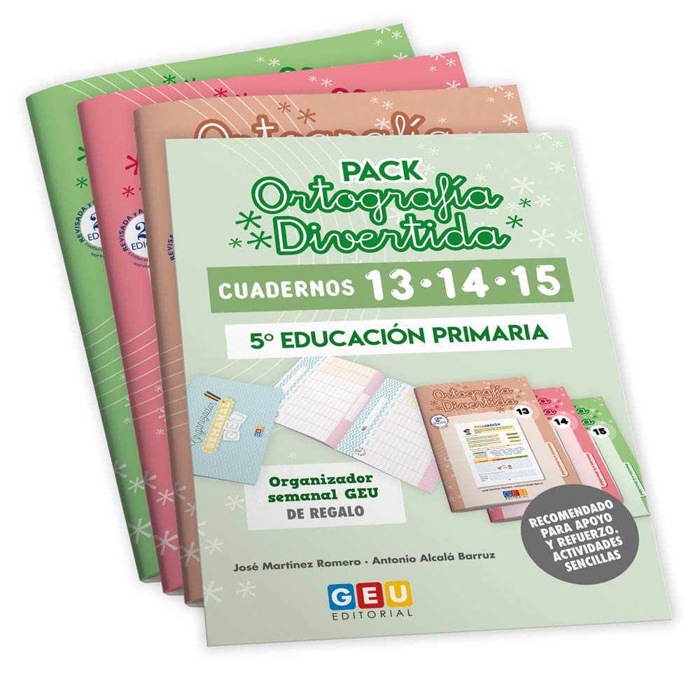 Libro: Pack Ortografía Divertida 5º primaria: Cuadernos 13, 14 y 15 | Material De Refuerzo Actividades sencillas | Editorial Geu (Niños de 10 a 11 años)