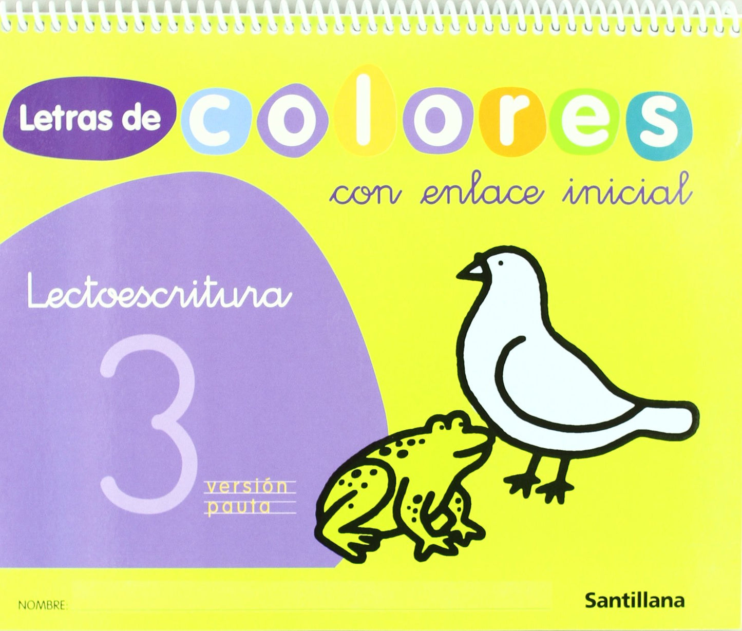 Libro: LETRAS DE COLORES CON ENLACE INICIAL CUAD LECTOESCRITURA 3 PAUTA