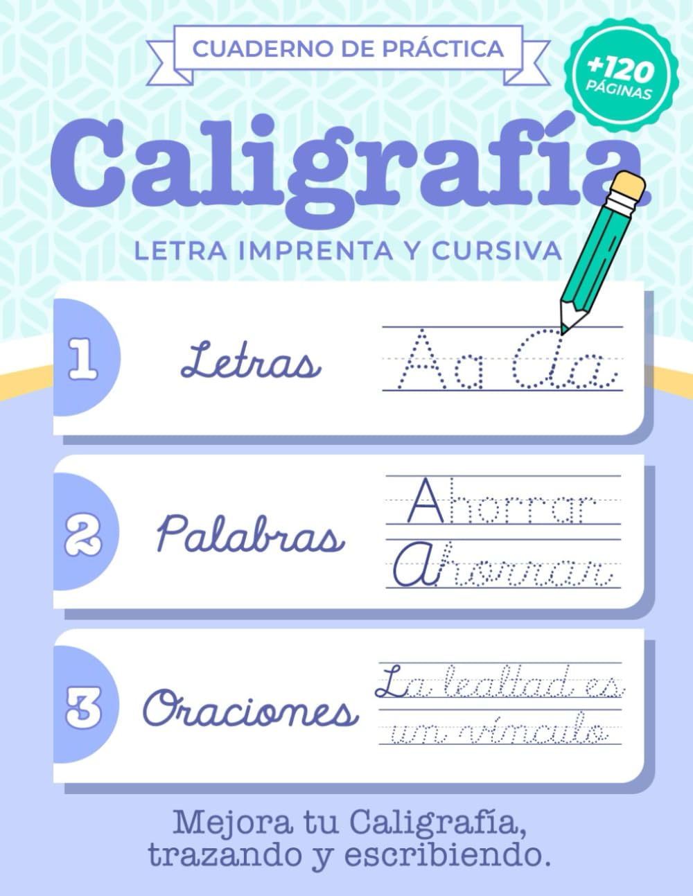 Libro: Cuaderno de Caligrafía en letra imprenta y cursiva - para adultos y adolescentes: Mejora tu caligrafía en letra Imprenta y cursiva con letras, ... | Cuaderno de escritura a mano para adultos
