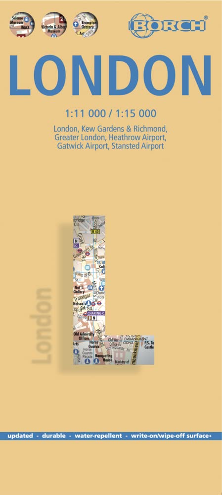Libro: London. Map Borch 1:11 000: London, Kew Gardens & Richmond, Greater London, Heathrow Airport, Gatwick Airport, Stansted Airport (Borch Map)
